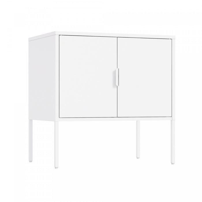 Ava Modern 24\" Metal Accent Cabinet in White