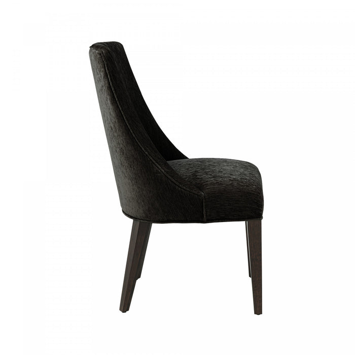 Beever Modern Chenille Wood Dining Chair in Black - Set of 2