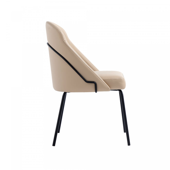Gracie Modern Vegan Leather Metal Dining Chair in Tan and Black - Set of 2
