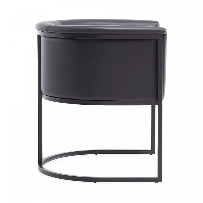 Cosmopolitan Mid-Century Modern Vegan Leather Metal Dining Chair in Black - Set of 2