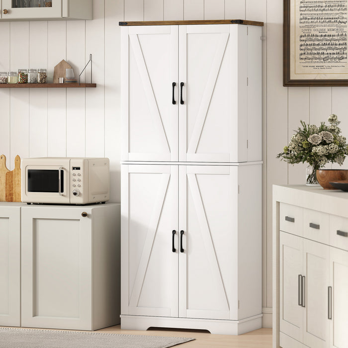 HOMCOM 72\" Kitchen Pantry Cabinet, Farmhouse Kitchen Storage Cabinet, White