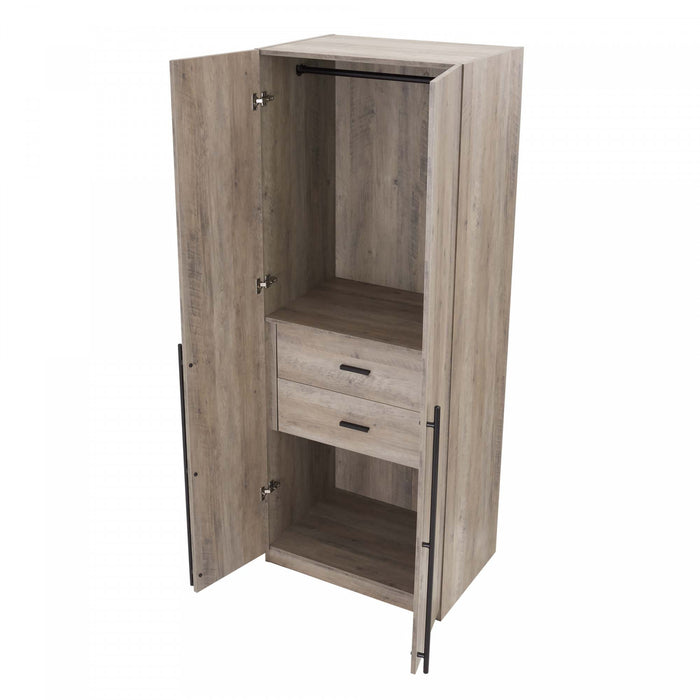 Lee Modern 32\" Wardrobe Closet in Rustic Gray - Set of 3 Armoire