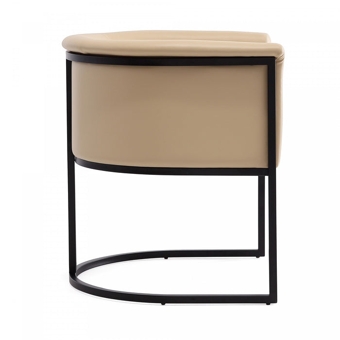 Cosmopolitan Mid-Century Modern Vegan Leather Metal Dining Chair in Tan - Set of 2