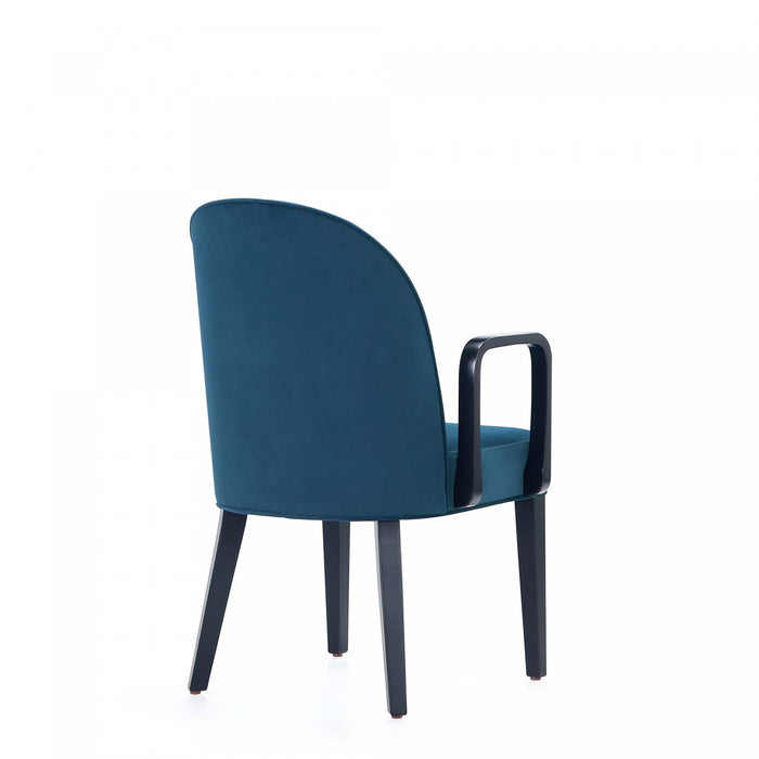 Hillman Modern Wood Upholstered Armchair in Blue Dining Chair