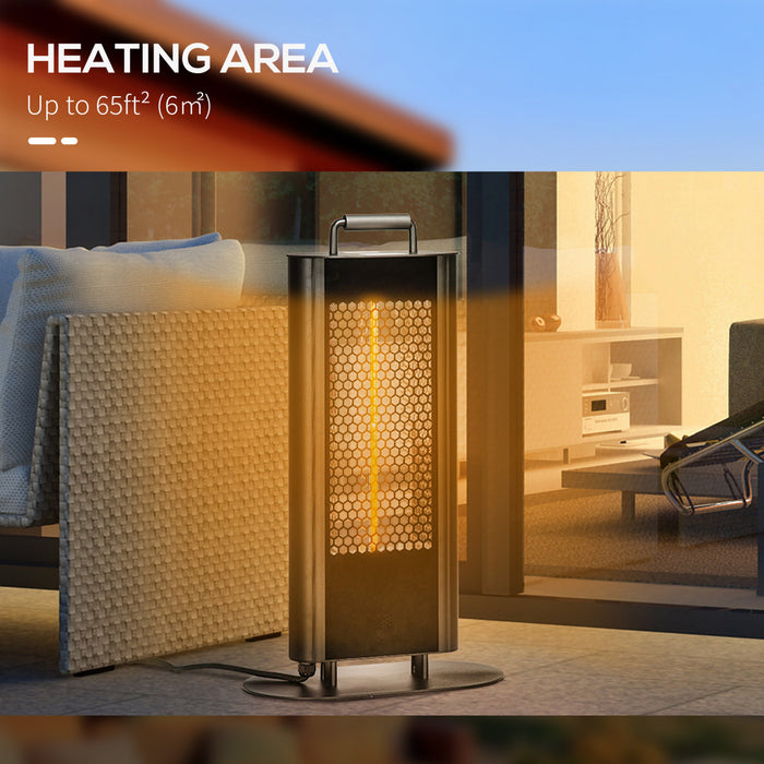 Outsunny Electric Patio Heater With Ultra-low Glare And 6 Heat Settings, 1200w Aluminium Alloy Freestanding Infrared Heater With Infrared Remote Control, Black