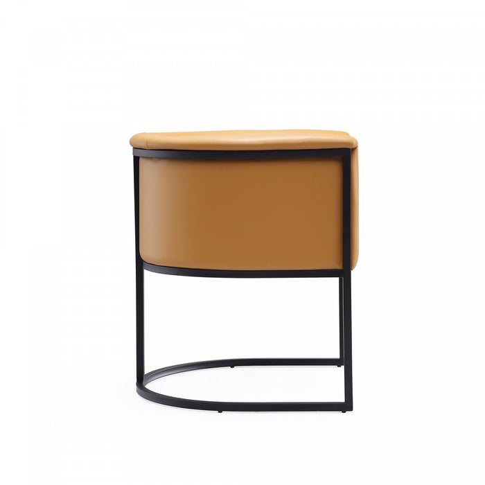 Cosmopolitan Mid-Century Modern Vegan Leather Metal Dining Chair in Camel - Set of 2