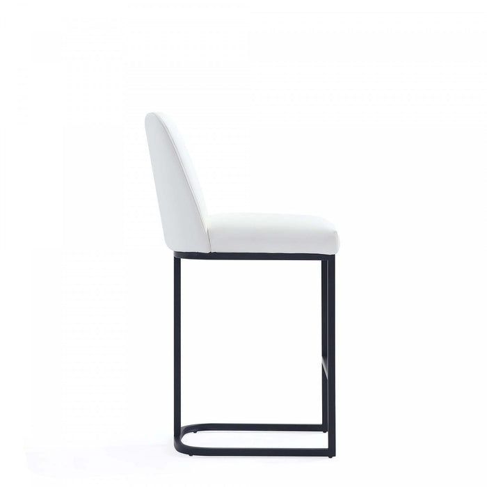 Serena Modern Metal Upholstered Counter Stool in White - Set of 3 Bar Stool