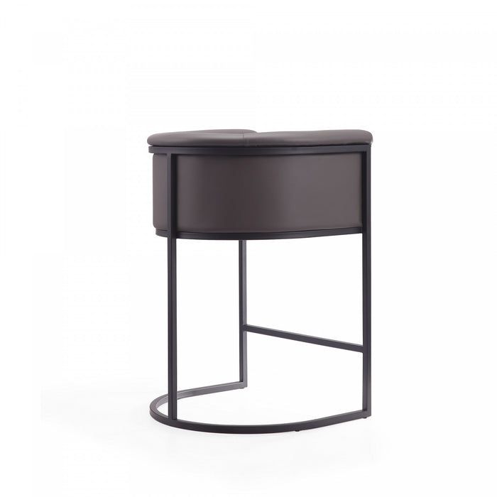 Cosmopolitan Mid-Century Modern Metal Upholstered Counter Stool in Graphite - Set of 2 Bar Stool