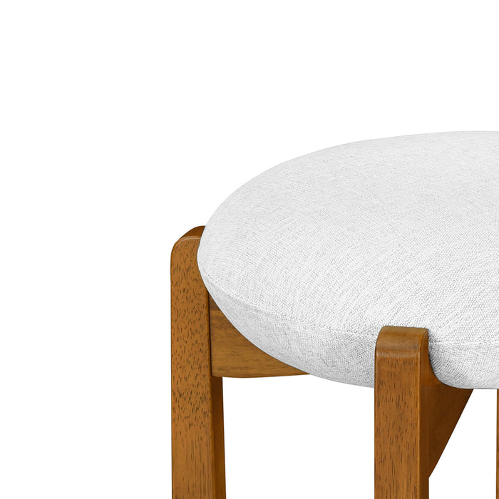 Olivia Rubberwood Indoor Round Seat Bar Stool Set of 2 with Durable Frame and Fabric