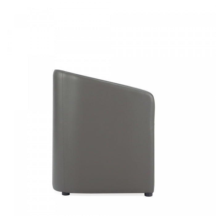 Anna Round Modern Vegan Leather Armchair in Graphite - Set of 2