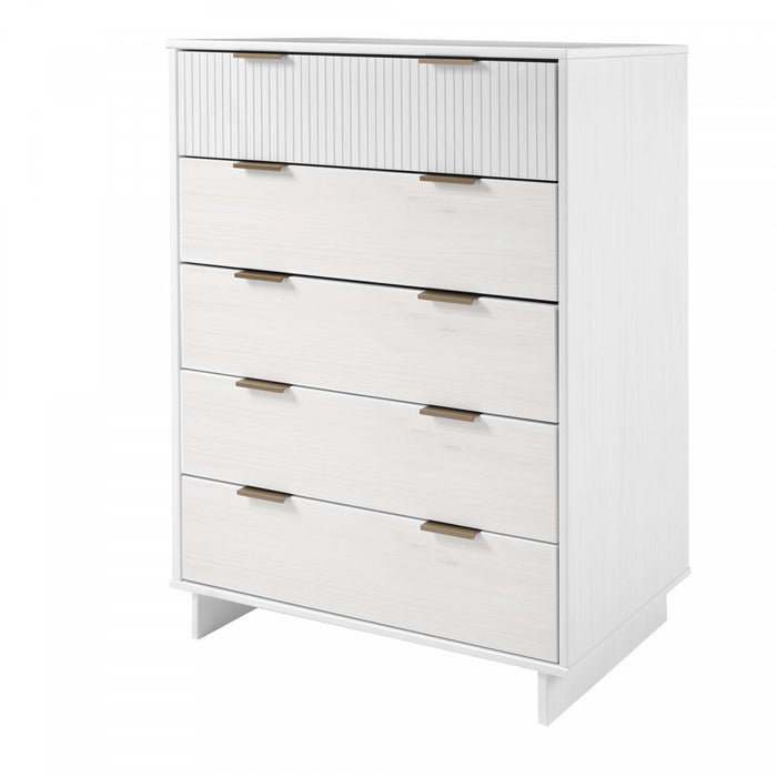 Granville Modern 38\" Chest in White (5-Drawer)