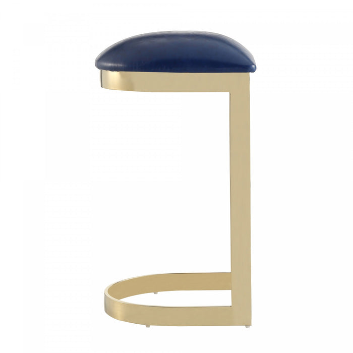 Aura Modern Metal Upholstered Barstool in Blue - Set of 2 Bar Stool