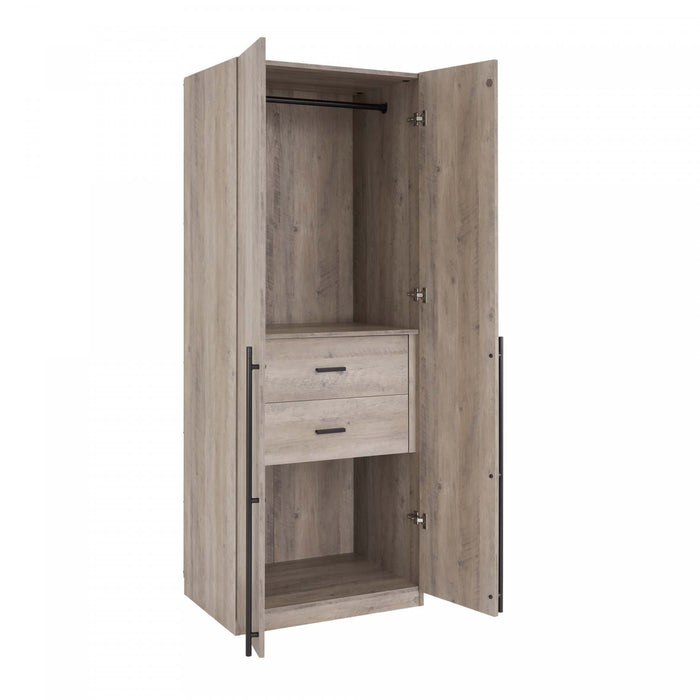 Lee Modern 32\" Wardrobe Closet in Rustic Gray Armoire