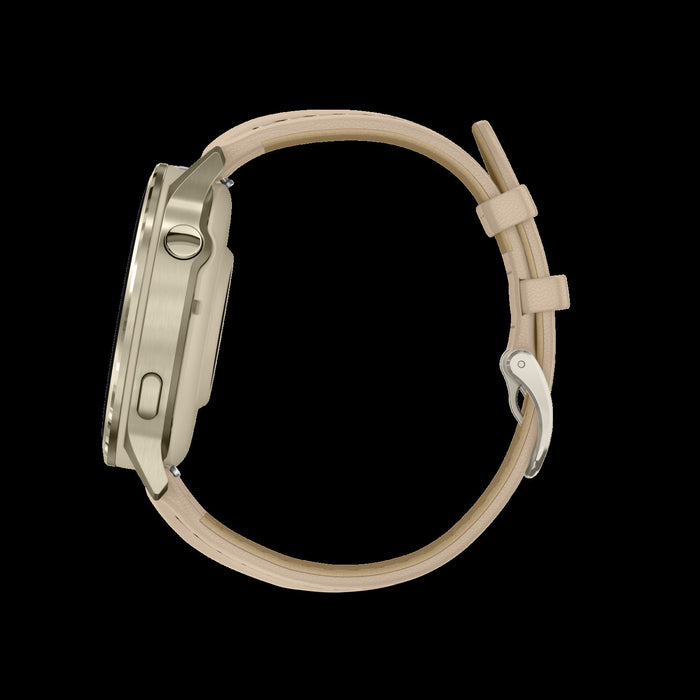 Garmin Venu 4 41mm Gold Leather Premium Smartwatch - Lifestyle Tracker, ECG App, Smart Wake Alarm, Evening Report, Triathlon Profiles, Wheelchair Mode