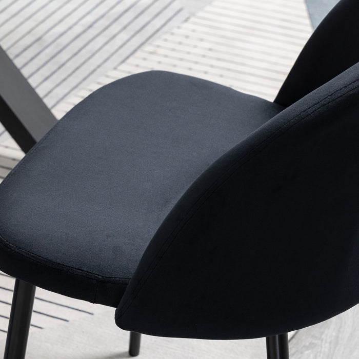 HOMCOM Dining Chairs Set of 2, Mid-Back Velvet-touch Upholstery Side Chair