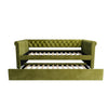 Sophia Tufted Design Upholstered Daybed with Trundle and Comfortable Backrest,Green  | La Sophia Daybed avec design capitonne, revetement en tissu, lit d'appoint avec trundle et dossier confortable, couleur verte