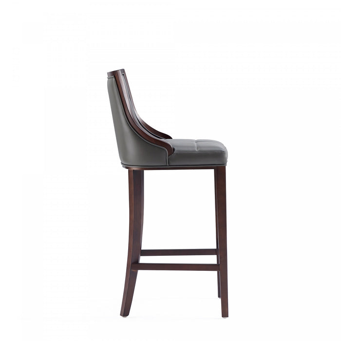 Fifth Avenue Traditional Wood Upholstered Barstool in Graphite - Set of 2