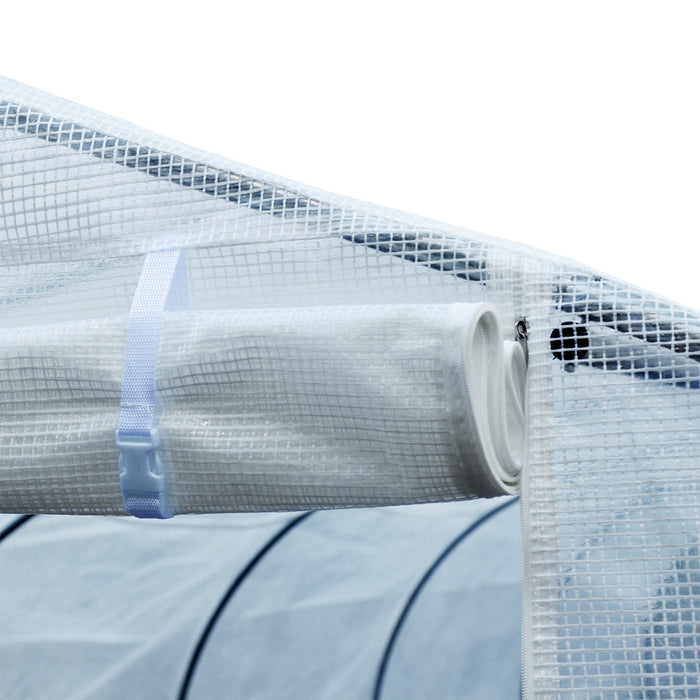 Outsunny 26'l X 10'w X 6.8' H Large Steeple Walk-in Greenhouse Outdoor Garden Plant Seed Tunnel Grow Tent Premium Steel Frame White