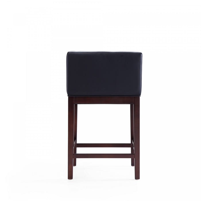 Kingsley Mid-Century Modern Wood Upholstered Counter Stool in Black - Set of 2