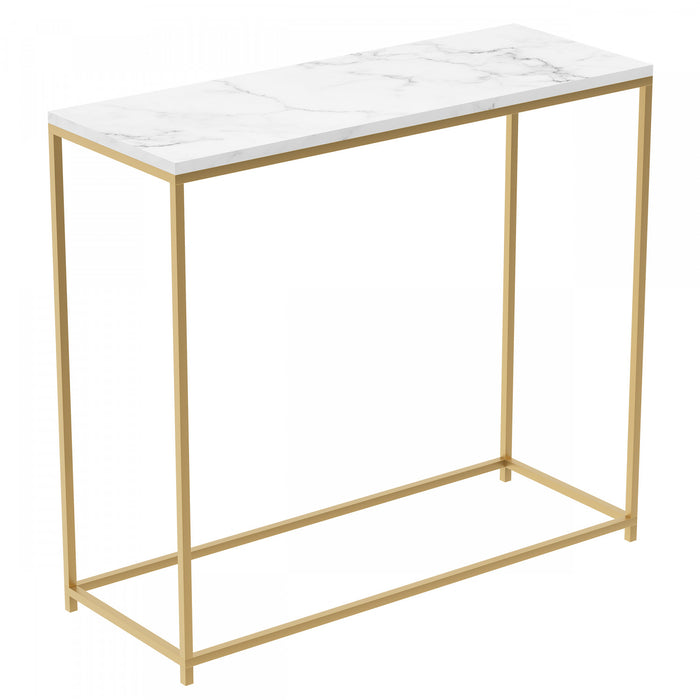 31” Modern Console Table - Marble With Gold Metal