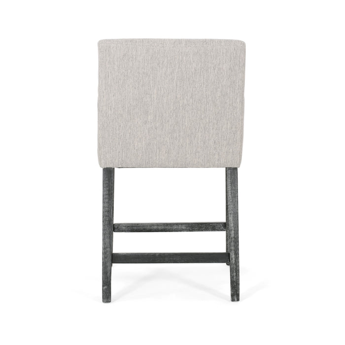 Griffith 26\" Seat Height Counter Stool With Upholstered Fabric And Solid Wood Legs, Light Grey