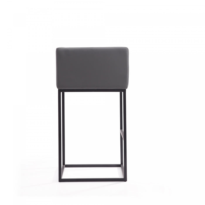 Embassy Mid-Century Modern Metal Upholstered Barstool in Gray - Set of 2