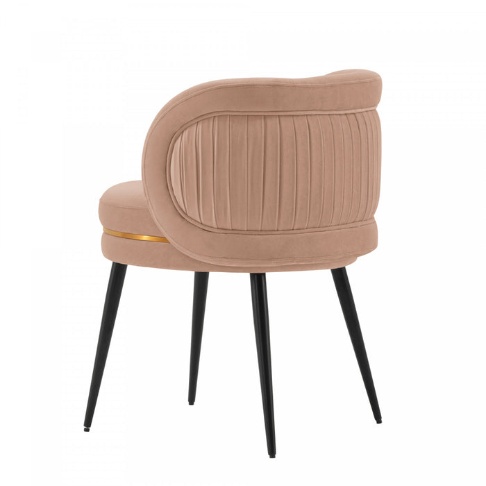 Kaya Modern Wood Velvet Dining Chair in Nude - Set of 2