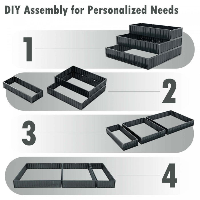 Costway 1 Pcs 3-tier Raised Garden Bed,47\" X 47\" X 24\" Metal Outdoor Elevated Planter Box Black