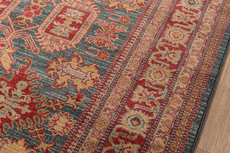 Lena Traditional 9'3\" x 12'6\" Area Rug in Blue Indoor Area Rug