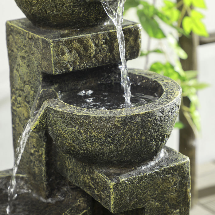 Outsunny Outdoor Fountain With Adjustable Flow, Stone Look
