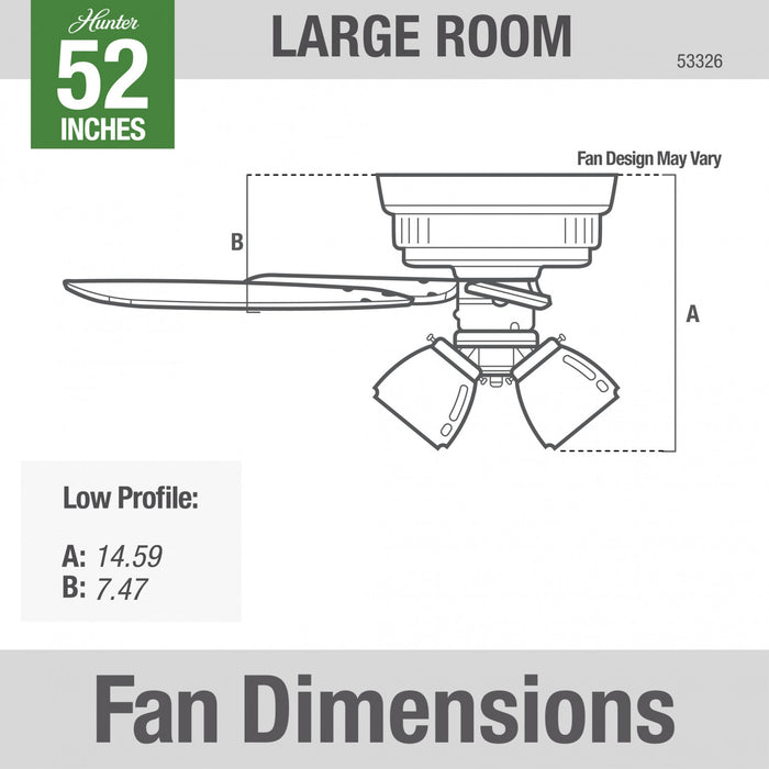 Builder Low Profile Ceiling Fan with Light Fixture - White