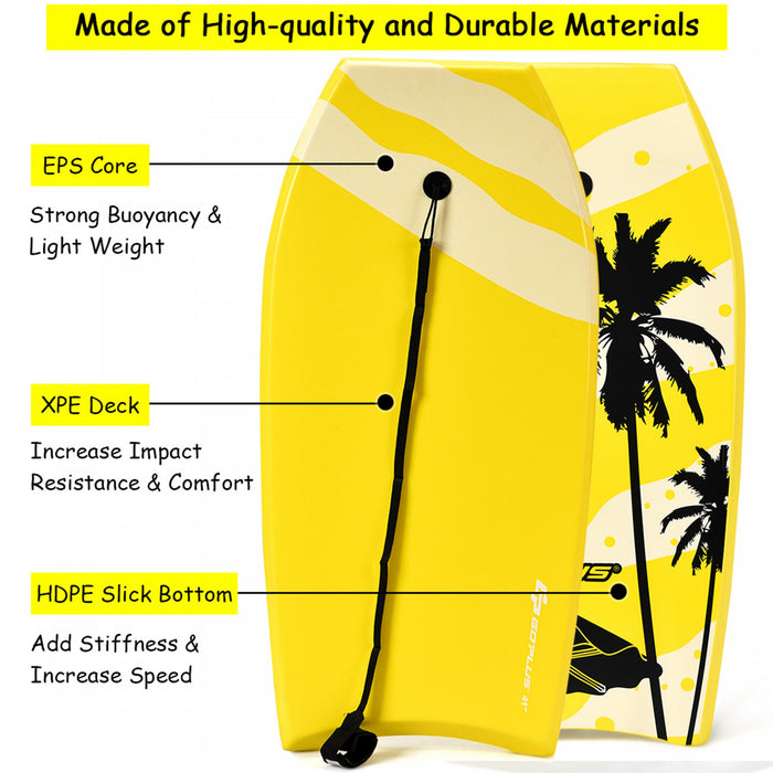 Goplus 41'' Lightweight Super Bodyboard Surfing W/leash Ixpe Deck Eps Core Boarding