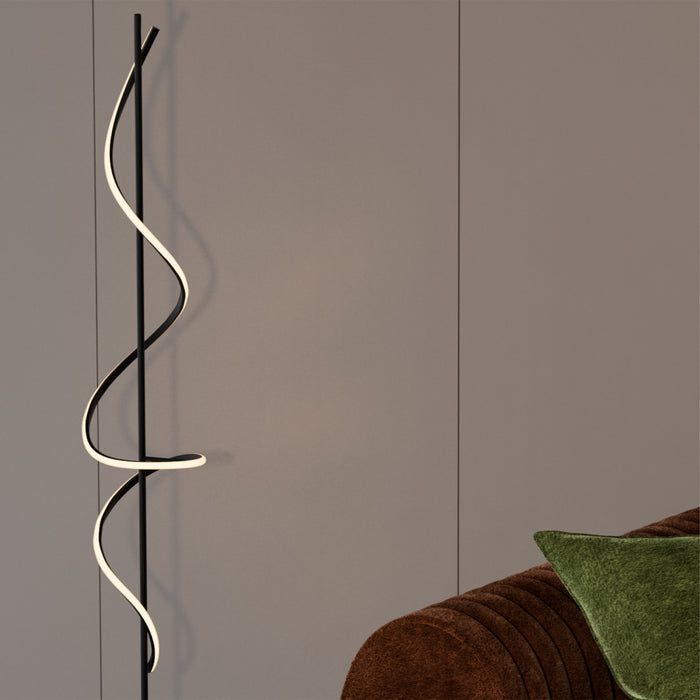 51\" Matte Black LED Floor Lamp with Stepless Dimming