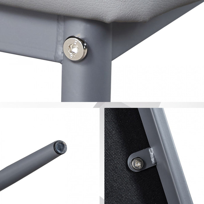 Ava Modern Diamond Grid Pattern Dining Chair Set (6-Pack) with Fireproof Leather and Metal Frame,Grey