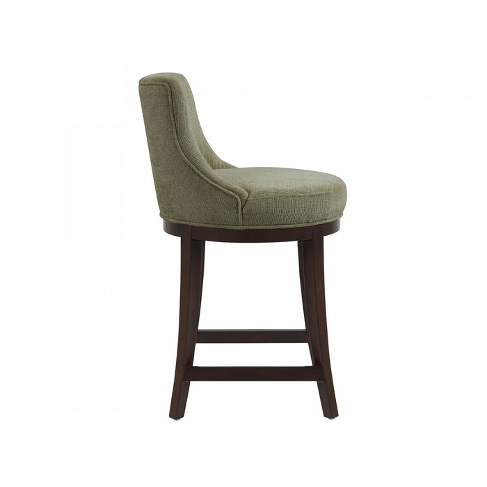 Lucia Modern Wood Chenille Counter Stool in Leaf Green Armoire