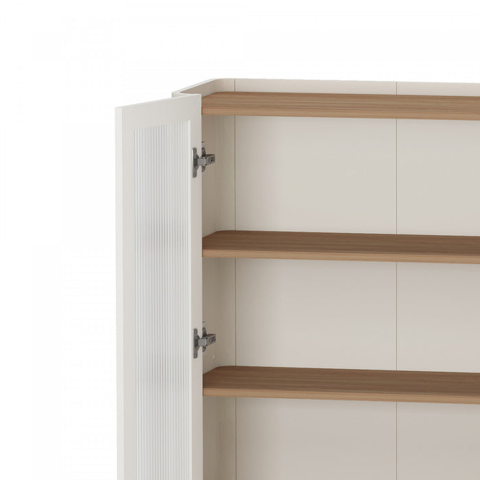 Abbey Modern 2-Piece Buffet and Bookcase in Maple and Off White