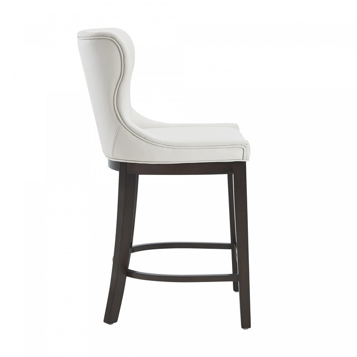 Blair Modern Wood Upholstered Counter Stool in White - Set of 2 Bar Stool