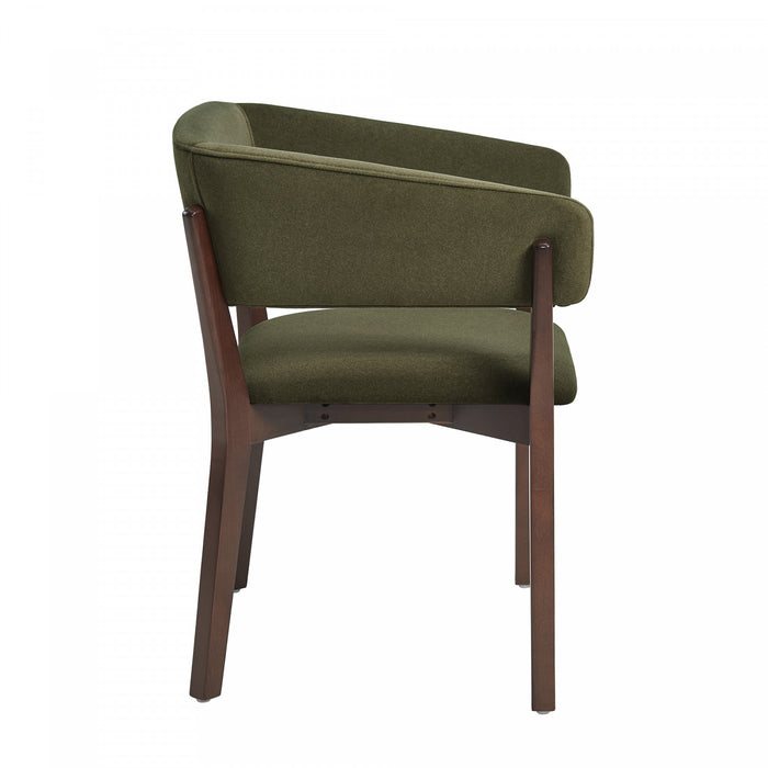 Blake Modern Faux Mohair Wood Armchair in Green - Set of 2 Dining Chair