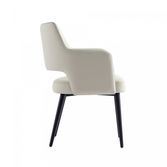 Tremont Modern Vegan Leather Metal Armchair in Stone Gray - Set of 2