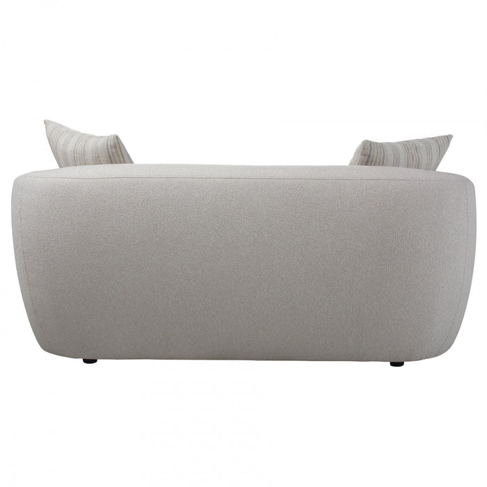 Isla 70 in. Boucle Loveseat with Rounded Barrel Arms and Accent Pillows - Cream
