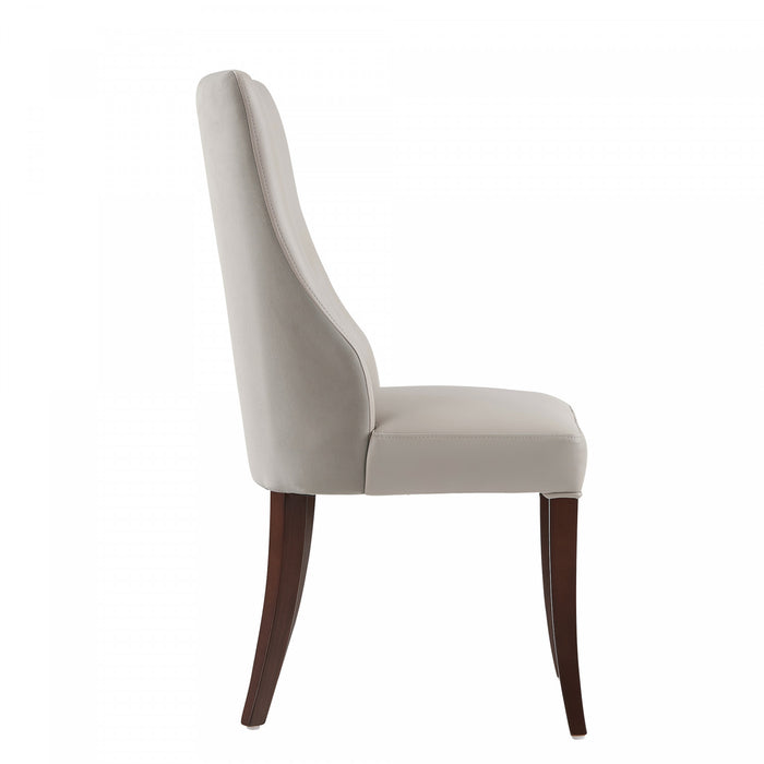 Connie Modern Vegan Leather and Velvet Wood Dining Chair in Light Gray - Set of 4