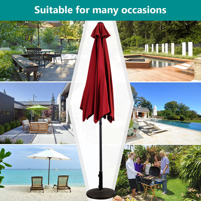 Costway 10FT Patio Umbrella 6 Ribs Market Steel Tilt W/ Crank Outdoor Garden Burgundy