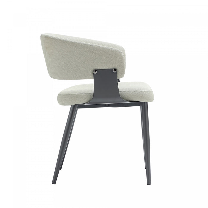 Luce Modern Textured Vegan Leather Metal Dining Chair in Oatmeal - Set of 4