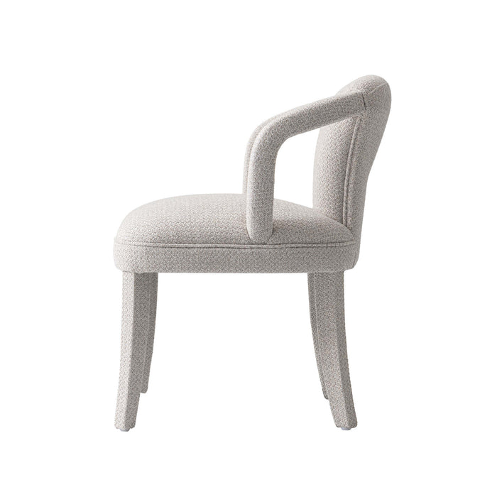 Palmer Mid-Century Modern Upholstered Tweed Armchair in Silver Lining - Set of 2 Dining Chair