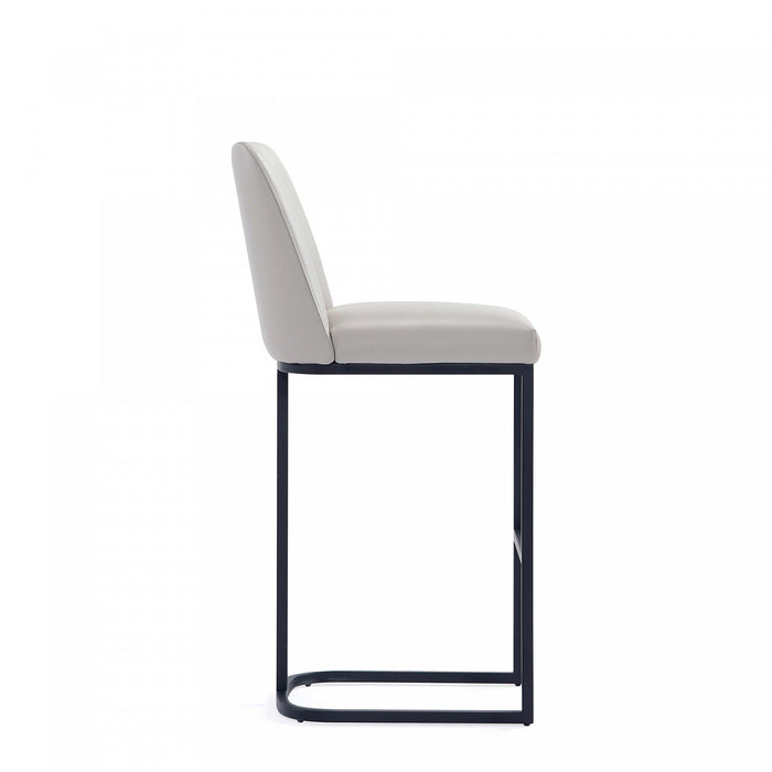 Serena Modern Metal Upholstered Barstool in Light Gray - Set of 2 Bar Stool