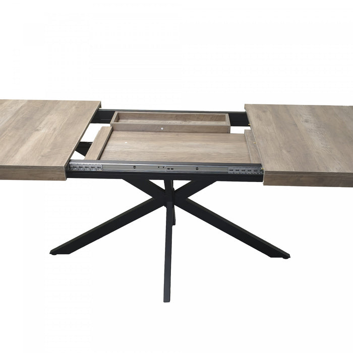 Ethan Retro Rectangular Extendable Dining Table with Hidden Storage,Grey