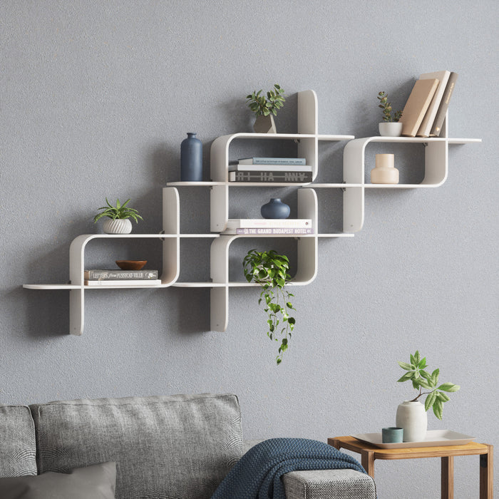Umbra Modern Wood Montage Wall Shelf - White