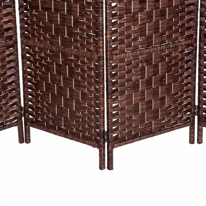 Homcom Double Hinged Woven Wicker Room Divider And Privacy Screens