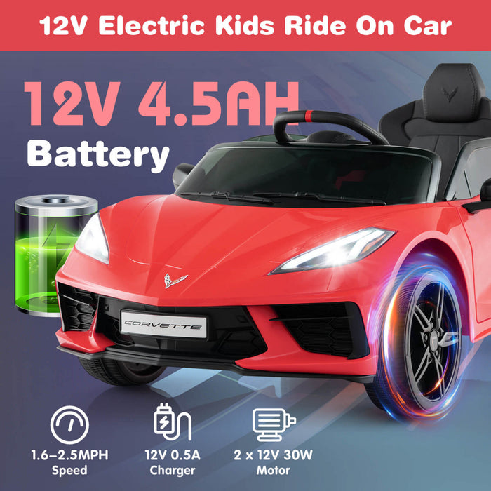 Costway 12v Electric Kids Ride On Car With Remote Control Wireless Connection Lights Red