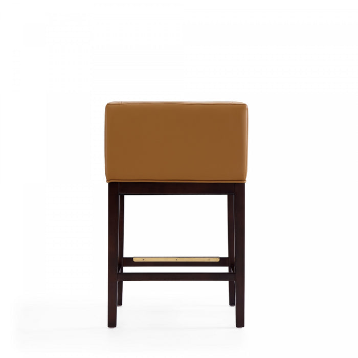 Kingsley Mid-Century Modern Wood Upholstered Counter Stool in Camel - Set of 2
